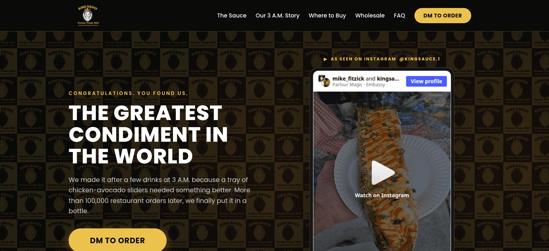 King Sauce homepage